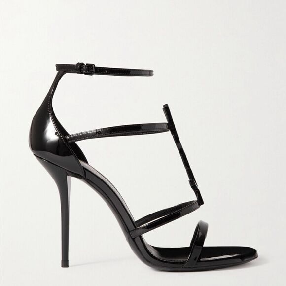 SAINT LAURENT Cassandra logo-embellished patent-leather sandals - Picture 1 of 10